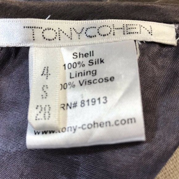 Tony Cohen Washed Silk Straw Design Zipper Dress - Picture 12 of 12